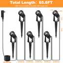 Outdoor Landscape lighting Low Voltage, 65.6FT Wired LED Spot light with Plug-in Transformer, IP65 Waterproof Outside Uplight 18W 1800LM for Yard Garden Tree Pathway House, Warm White 3000K, Pack of 6