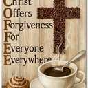 Vintage Coffee Metal Iron Tin Signs Christian Wall Art Decoration Inspirational Wall Decor for Family Living Room Kitchen Motivational Decor Cafe Sign Pictures 8x12 In