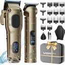 Hair Clippers for Men Professional, Cordless Hair Clippers for Hair Cutting, Mens Clippers and Trimmers Set, Electric Hair Trimmer for Men with Package Case (Gloden)