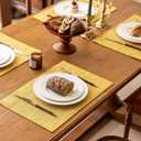 6 x KXN Placemats Set of 6, Dual-Layer Thickened Faux Linen Table Mats, Heat Resistant & Wrinkle-Free, Machine Washable Cloth Place Mats for Kitchen Dining Indoor Outdoor (Yellow)
