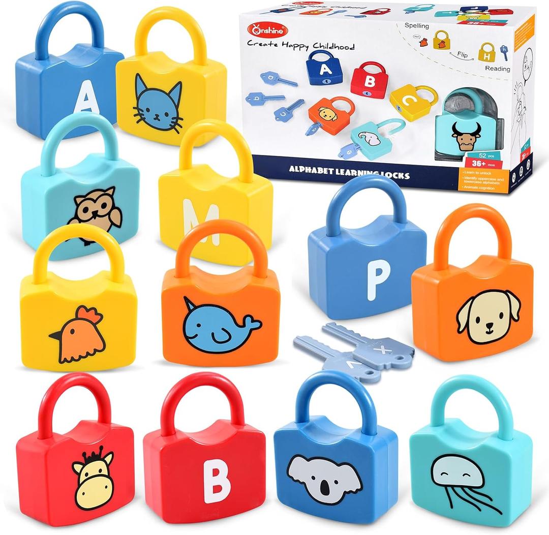 Alphabet Learning Toys, Lock and Key Toddler Toy for Ages 2-4, Preschool Learning Activities, Kindergarten Classroom Must Haves, ABC Montessori Toys for 3 Year Old