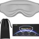 3D Cooling Eye Mask Sleep Mask for Men & Women, 100% Pressure-Free & Light Block-Out Eye Mask for Sleep with Easy Adjustable Strap, Night Eye Cover for Travel, Grey