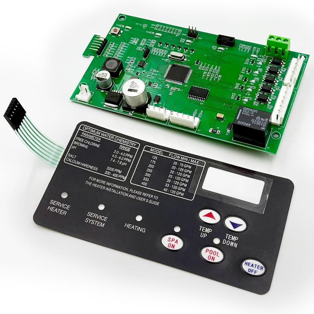 Upgraded 42002-0007S Control Board with 472610Z Switch Pad for Pentair MasterTemp 200/250/300/400 and Sta-Rite Max-E-Therm SR200/SR333/SR400NA or HD 460805 461105 Replacement Control Board