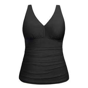 Yonique Women Plus Size Tankini Top Only Tummy Control Bathing Suit Top V Neck Swim Top No Bottom Black 18W