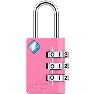 2 x XD25 3-Digit Combination Small Mini Padlock, Pink, 1-Pack