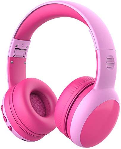 gorsun Kids Bluetooth Headphones, Over-Ear Toddler Headphones with Microphone, 85dB/94dB Volume Limited, 68H Playtime, Bluetooth 6.0, Portable Kids Wireless Headset with Cat Ears (Pink)