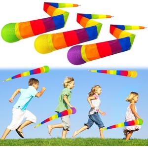 3 Pcs Throw and Catch Balls with Rainbow Tail, Soft Foam Comet Balls, Fun Sports Playground Toys for Indoor Outdoor Games, School Activities Throwing Training & Gifts