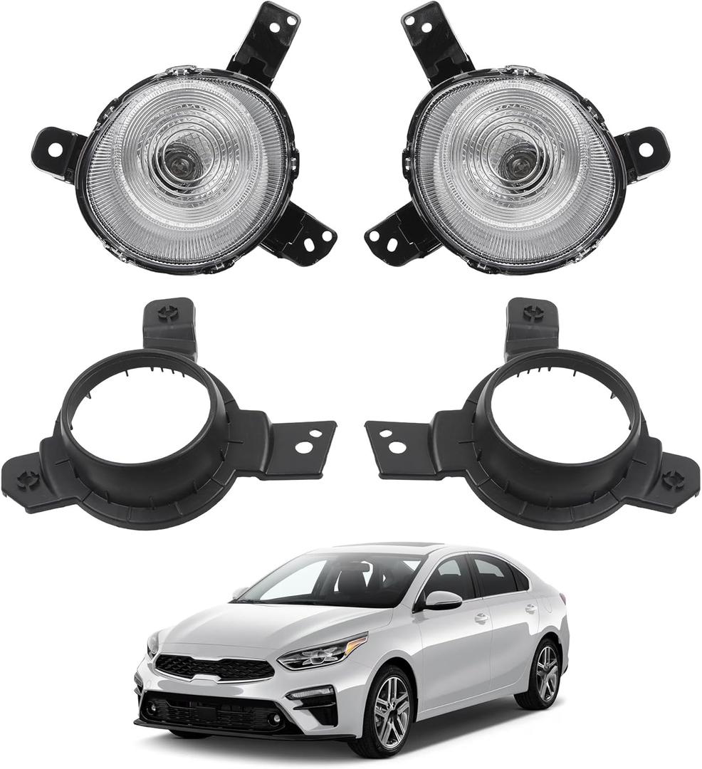 Dasbecan Pair Fog Lights Compatible with Kia Forte 2019 2020 2021 Left & Right Front Bumper Lamp Assembly Replaces# 92207-M7050 92208-M7050 KI2562102 KI2563102