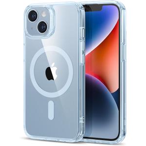 ESR for iPhone 14/ iPhone 13 Case, Compatible with MagSafe, Shockproof Military-Grade Protection, Scratch-Resistant Back, Magnetic Phone Case for iPhone 14/ 13, Classic Hybrid Case, Clear Light Blue
