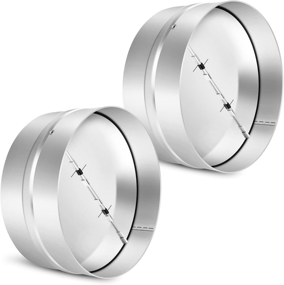 2 Pcs 8 Inch Draft Blocker Backdraft Damper Duct Draft Stopper One-Way Airflow Ducting Insert Backflow Preventer Inline Fan Vent Deflector