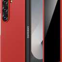 Maxdara for Samsung Galaxy Z Fold 6 Case, [Privacy Tempered Glass Screen Protector] [Support Wireless Charging] [Shockproof Hard Protective] Slim Fit Phone Case for Z Fold 6 5G (Red)