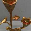 Creative Co-Op Hand-Forged Cast Iron Candelabra with Flowers and Bird, Gold (10-1/2"H)