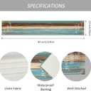 Farmhouse Linen Table Runner, Blue Brown Teal Green, Grateful Thanksgiving Table Runners 90 inches Long - Heat Resistant Waterproof Wood Rustic Retro Runner for Kitchen Dining Living Room Coffee Table