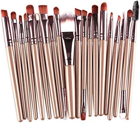 KOLIGHT Set of 20pcs Cosmetic Makeup Brushes Set Powder Foundation Eyeliner Eyeshadow Lip Brush for Beautiful Female (Gold+Coffee)
