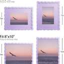 8x10 Picture Frame with Mat for 5x7, Wavy Edge Wooden Real Glass Photo Frame for Tabletop and Wall Hanging, Purple, 1 Pack