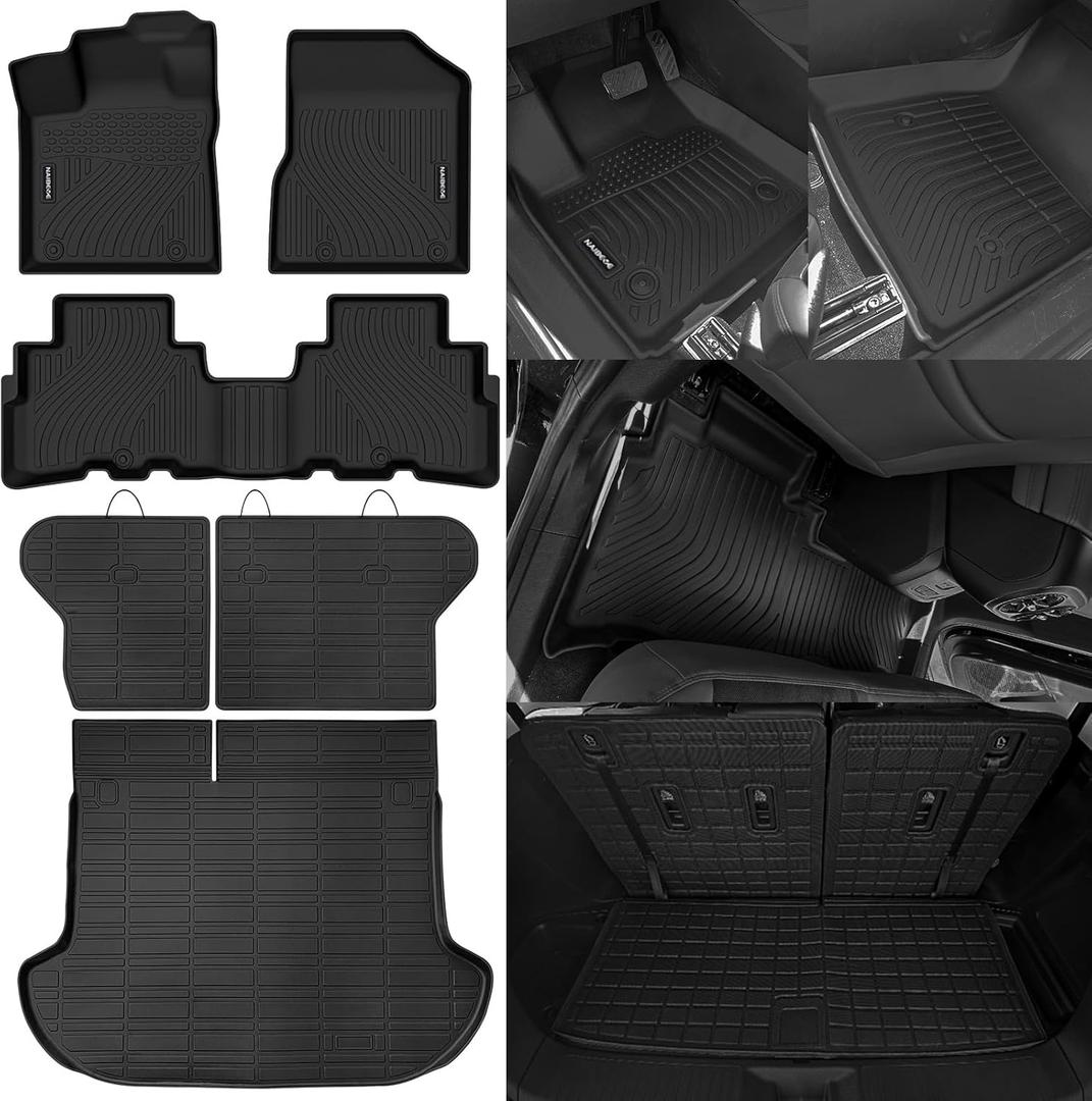 Naibeve Floor Mats for Nissan Murano 2017.5-2024-All Weather for Nissan Murano Floor Mats Liners 2 Row & Cargo Liner & Seats Back Cover(Floor Liner+Backrest Mats+Trunk Mat)