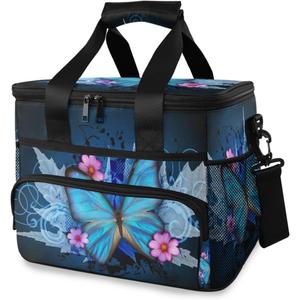 STAYTOP Pretty Butterfly Leakproof Reusable Insulated Cooler Lunch Bag,with Detachable Shoulder Strap, Used for School Women and Men Work Picnic Beach Lunch Bag Organizer Tote Bag