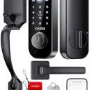 OKIBB Smart Front Door Lock Set, Built-in WiFi, Keyless Entry Deadbolt with App Remote Control, Electronic Digital Touchscreen Keypad with Lever Handle, Fingerprint/Passcode/Fob/Key Unlock, Auto Lock