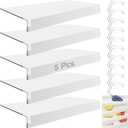 5 Pcs Wire Shelf Cover, 40X16X3 Inch Carbon Fiber Material Shelf Covers for Pantry Shelves(Not Wood), Waterproof Removable Closet Shelving Liner for Home Kitchen,Office Organization - White