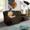 YEMYHOM 8 Pieces Stretch Recliner Sofa Cover Latest Jacquard Reclining Couch Cover with Side Pocket Anti-Slip Fitted 3 Cushion Furniture Slipcovers with Elastic Bottom (Sofa Recliner, Dark Coffee)