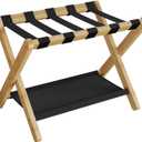 SONGMICS Luggage Rack, Bamboo Luggage Rack for Guest Room, Folding Suitcase Stand, for Hotel, Bedroom, Heavy-Duty, Holds up to 131 lb, Natural Beige URLR007N01