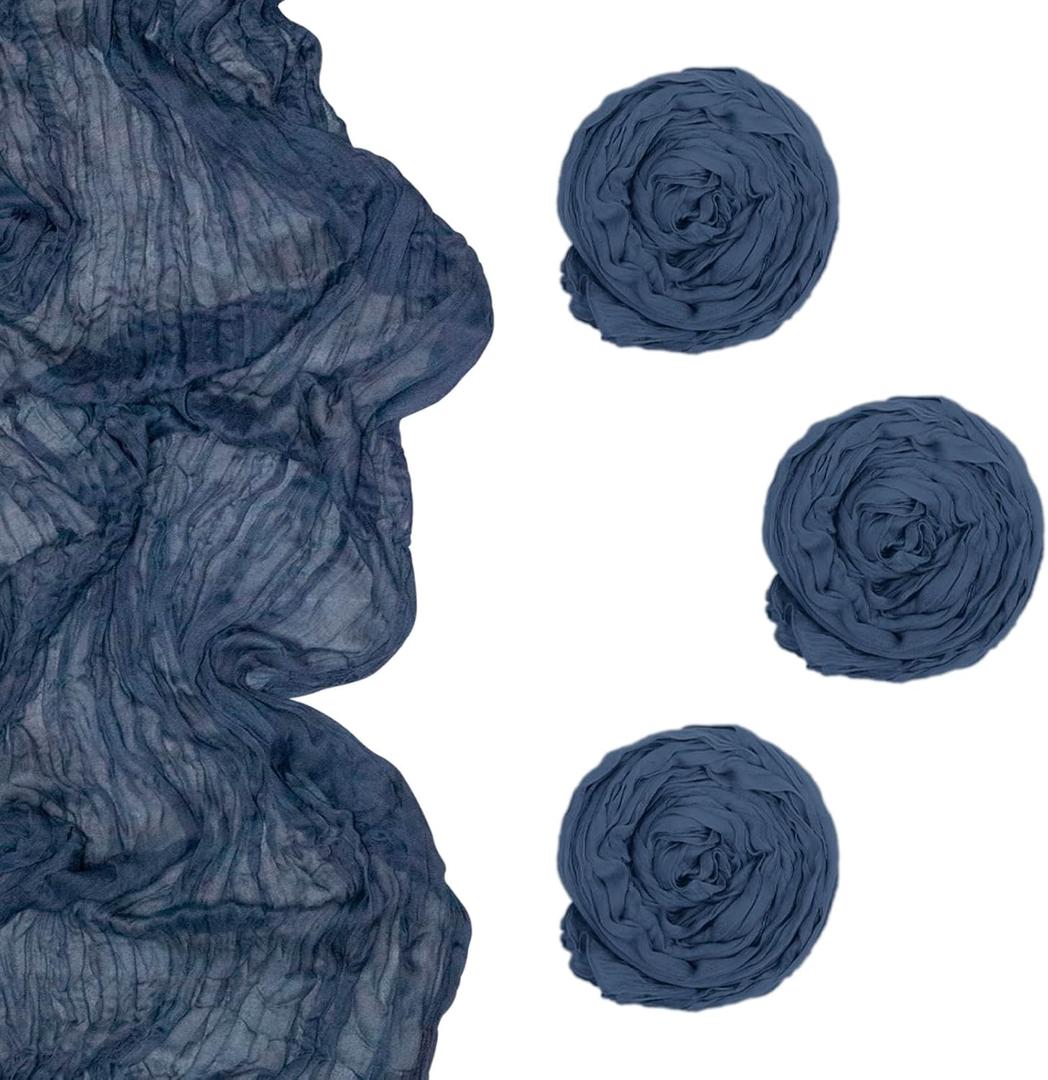 3 Pack Cheesecloth Table Runner Farmhouse Gauze Table Runner 35x120inch Boho Table Runners Rustic Wedding Decorations Wedding Table Runners for Bridal Shower Baby Shower Boho Table Dcor(Denim Blue)