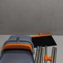 Upgrade Broom and Dustpan Set, Self-Cleaning with Dustpan Teeth, Indoor&Outdoor Sweeping, Ideal for Dog Cat Pets Home Use, Stand Up Broom and Dustpan (Gray&Orange)