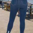 TodTan Women's Skinny Jeans Ripped Mid Rise Stretch Destroyed Denim Pants Jeans (M)