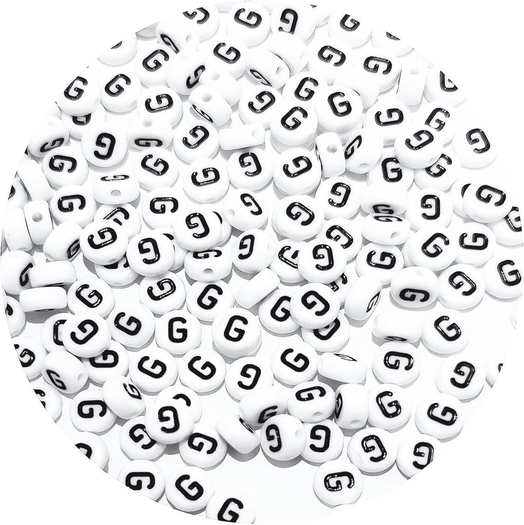 3 x Round Letter Beads 4x7mm Acrylic Alphabet Beads G for Bracelets Making Keychain Jewelry DIY - 100pcs