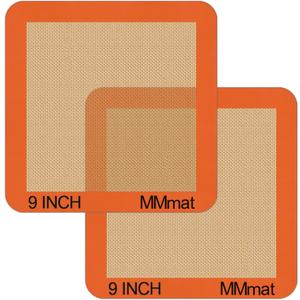 Silicone Baking Mats Set of 2 Square Non-Stick Reusable Air Fryer Linner - Best German Silicone - 9 inch