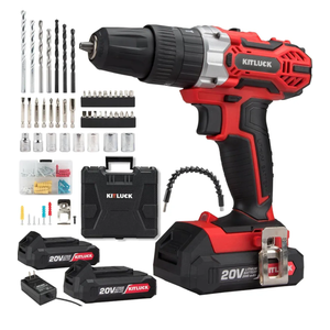 KITLUCK Cordless Drill Set, 20V Power Drill Kit with 2 X 2.0AH Battery, 44pcs Drill/Driver Bits, 1 Box Screws, Bubble Level, 3/8'' Chuck Electric Drill, 32NM, 21+3 Position, 2 Variable Speed