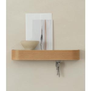 Kazai. Key Holder 'Toke' | Minimalist Key Hook Design from Berlin | Modern Key Holder Wall Mount with Wooden Shelf | Key Rack for Wall as Entryway Organizer | Oak