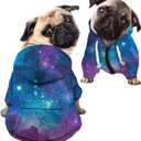 Howilath Basic Dog Hoodie - Elegant Galaxy Blue Purple Zipper Sweatshirt with Hat, Cat Hooded Shirts Sweatshirts Puppy Costumes - S