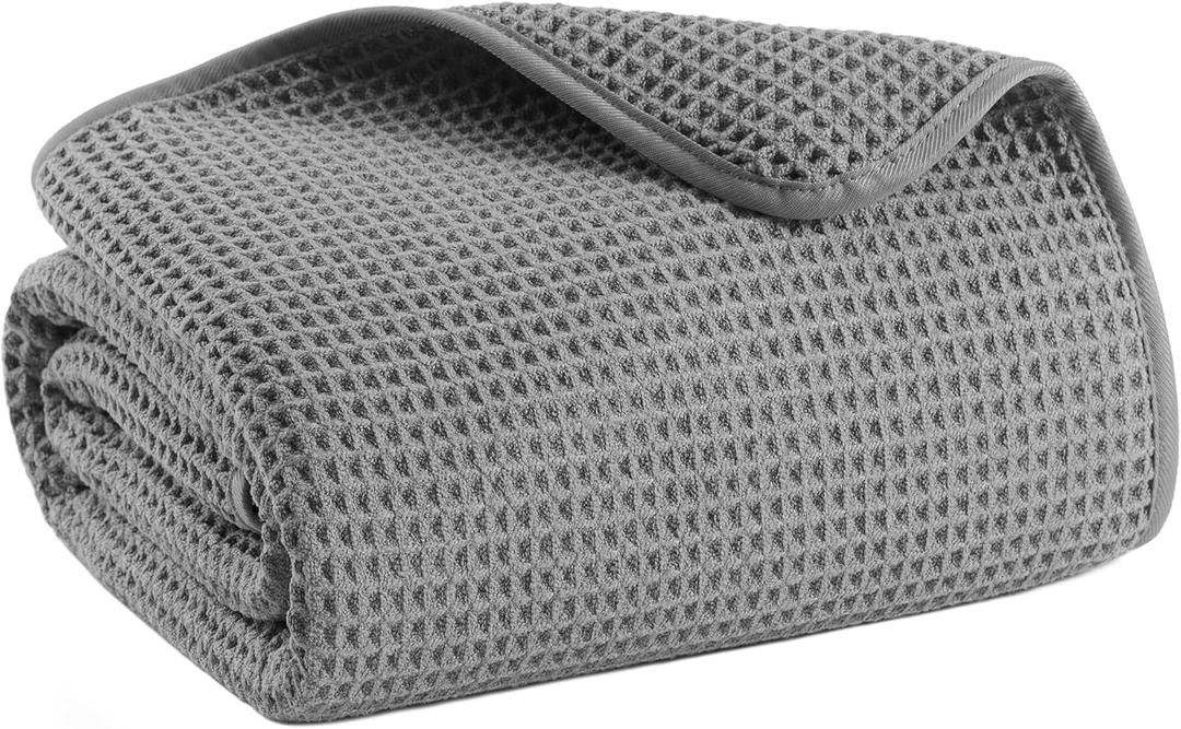 MICROFI Microfiber Waffle Bath Sheet, Quick Dry, Lint Free, 40 x 80 inches (101.6 x 203.2 cm), 1 Count, 430 GSM (Gray)