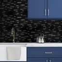 SUNWINGS 5-Sheet Peel and Stick Mosaic Natural 3D Stone Self Adhesive Marble Tiles, 11.5" x 10.7" Stick on Backsplash for Kitchen Bathroom Fireplace Vanity, Mixed Black