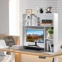 Modern Wooden Desktop Bookshelf Hutch, White Desk Organizer with 7 Shelves for Computer Desk, Vertical Storage for Small Desks, Home Office, Dorm, L 37" x W 9.4" x H 36.8"
