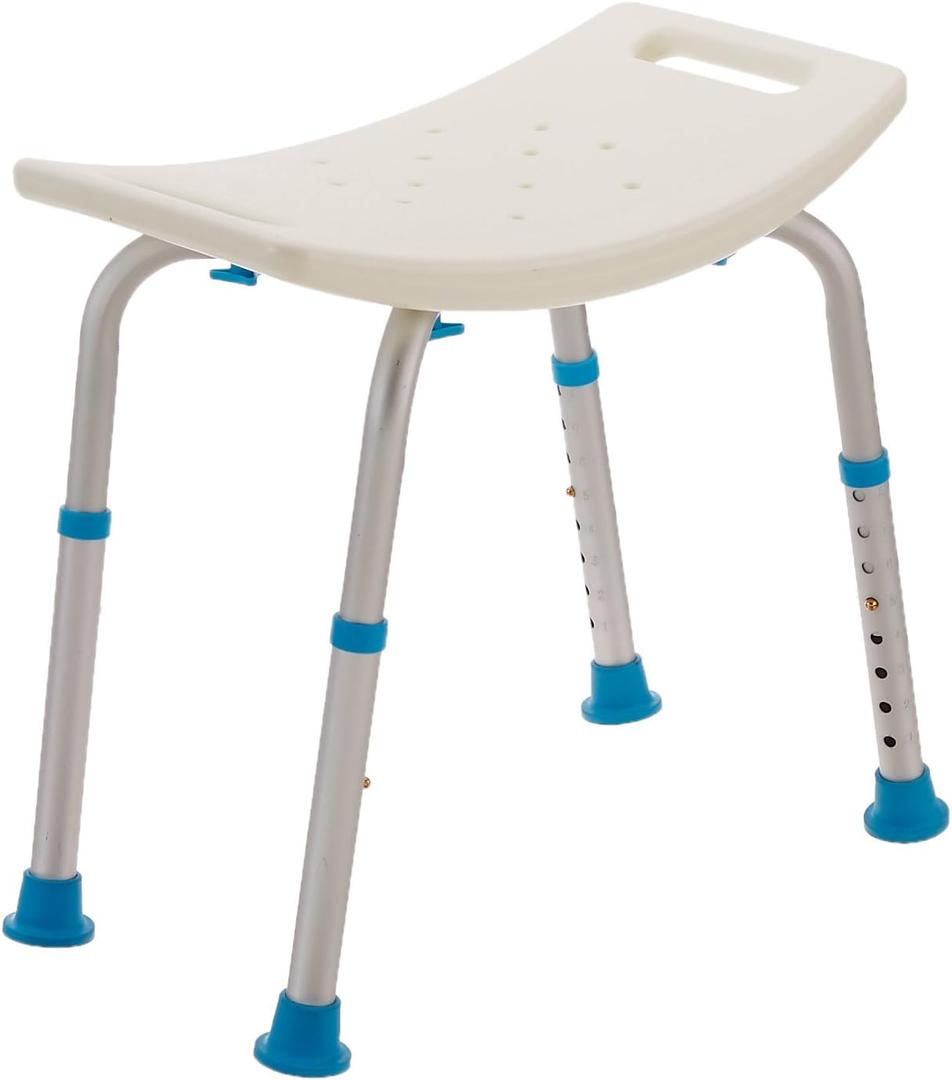 Adjustable Non-Slip Bath & Shower Stool for Inside Shower, 20.08 x 12.2 x 14.17 Inch, White, (770-500)