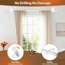 Curtain Rods No Drilling for Windows 32 to 58 Inch, 5/8 Inch Diameter No Drill Drapery Rod Set with Adhesive Brackets and Twiested Cage Finals, Bedroom Apartment Renter Friendly, white