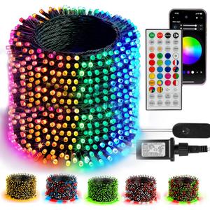 TW SHINE Smart Color Changing Christmas Lights Outdoor, 328FT 1000 LED RGB Halloween String Lights with Remote & App Control & Timer Waterproof for Indoor Holiday Xmas Tree Wedding Decorations