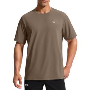 G Gradual Men's Sun Protection Swim Shirt UPF 50+ Rash Guard Short Sleeve Quick Dry Water Hiking Workout Shirts for Men (Brown, M)