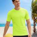 MAGCOMSEN Men's Rash Guard Swim Shirts UPF UV Short Sleeve Surf Water Shirt (Yellow, XL)