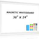 White Board for Wall, 36'' x 24'' Magnetic Dry Erase Board, Decorative Whiteboard with Plain White Wooden Frame, Hanging Writing Board for Home Office School Dorm