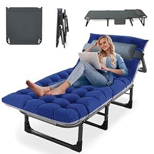 Heavy Duty Camping Cot for Adults with Mattress, 10-Leg Portable Folding Cot Bed, Extra Stable Sleeping Cot for Camping, Travel, Tent & Indoor Guest Use, 500 lbs Capacity