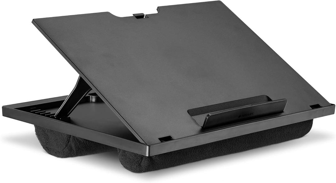 Navaris Laptop Tray - Adjustable Lap Desk for Home Office - Tablet or Keyboard Stand Table with Cushion - Lightweight Drawing Tray for Sofa or Bed - 8 Levels (Black)