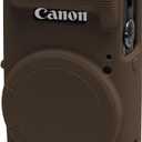 Easy Hood Case for Canon PowerShot IXY 650/ELPH 360 Camera, Soft Silicone Camera Cover with Removable Lens Cap, Slim Fit Anti-Scratch Carrying Protective Case Camera Body Skin Sleeve(Brown)