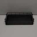 Toilet Paper Basket, 13 Inch Oak and Iron Tank Tray Top of Toilet Storage Toiletries Organizer for Bathroom, Living Room and Kitchen (Black)