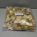 WILLBOND 36 Pieces Christmas Poinsettia Glitter Faux Flowers Christmas Artificial Flowers Tree Ornaments Topper Xmas Decorations(Gold)