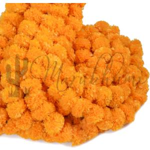 Marubhumi 5-PC Artificial Marigold Flower Garland  5 Feet Long Strands | Diwali, Wedding & Festive Decoration | Traditional Indian Home Dcor (Mango)