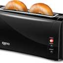 Jewjio Beach Extra Wide Long Slot 2 Slice Toaster, Browning Control With 7 Shades, Bagel Function, Cancel Button & Auto Shutoff, Modern Slim Design Fits Any Space, Black (22989)