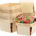 10 Pcs One Pint Wooden Berry Baskets Christmas Small Fruit Picking Basket 4" Square Mini Vented Wood Boxes for DIY Picking Fruit Xmas Wedding Birthday Party Food Storage (Wood)